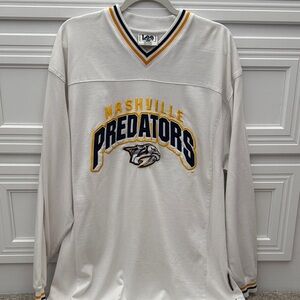 Vintage Lee Sport V Neck NHL Nashville Predators Stitched Long Sleeve Pullover